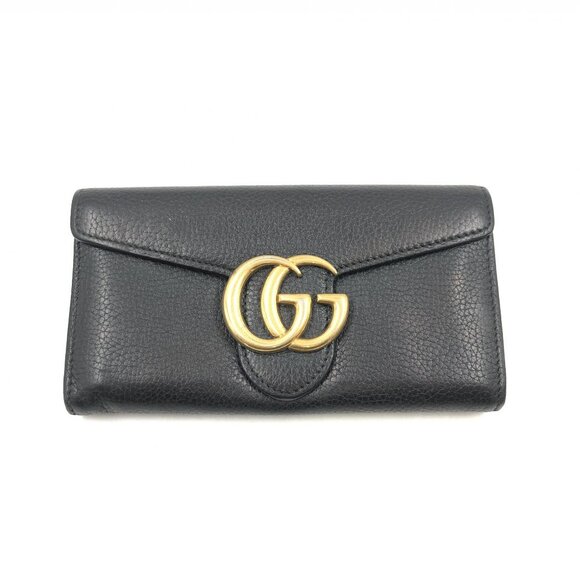 Gucci Handbags - Auth Gucci GG Black Marmont Continental Leather Wallet